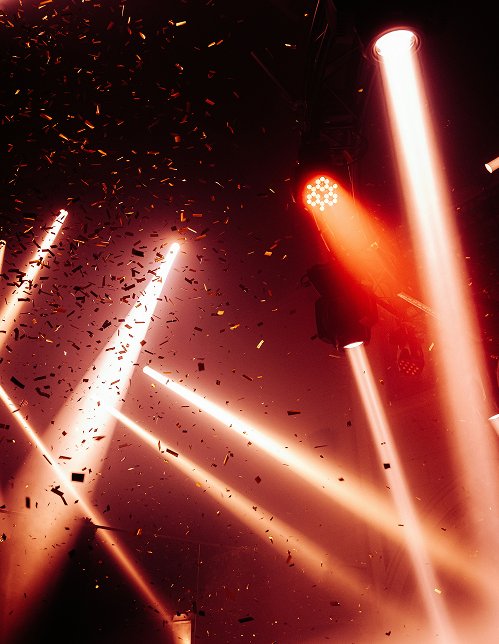 Stage lights and confetti