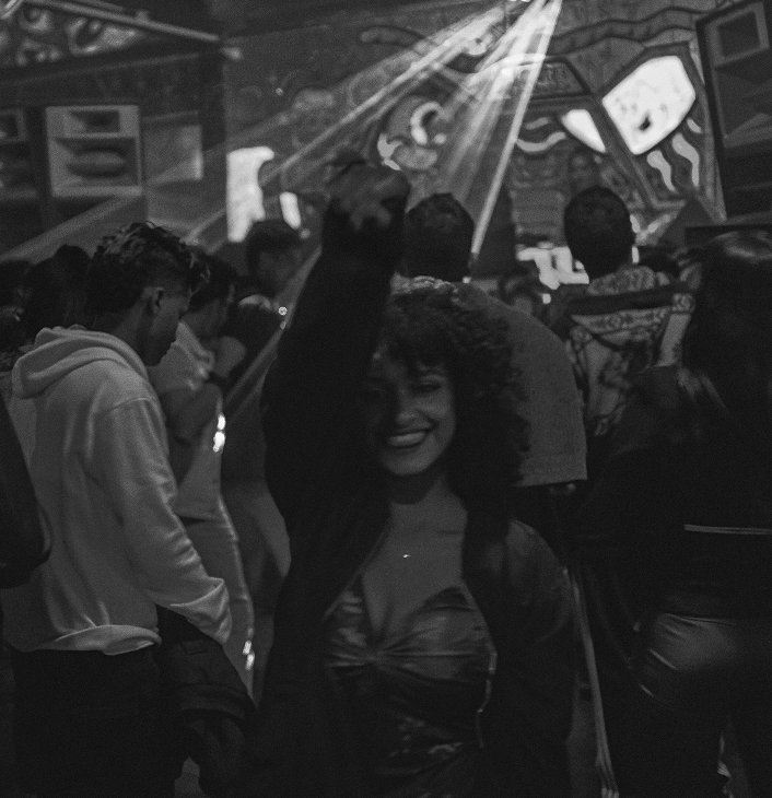 Club crowd under lights